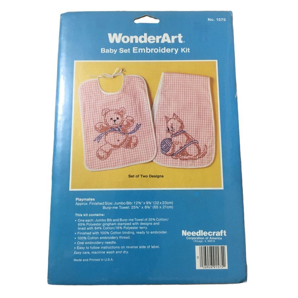 Vintage WonderArt Bib Embroidery Kit #1575